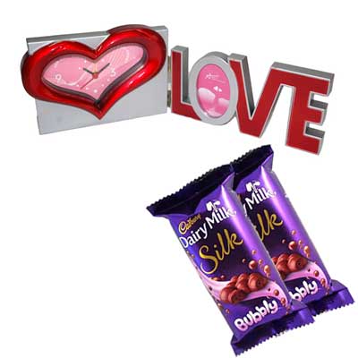 "Valentine Love with Clock -8578-code002, Chocolates - Click here to View more details about this Product